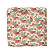 Poppies Floral - Coral Navy Mint on Cream