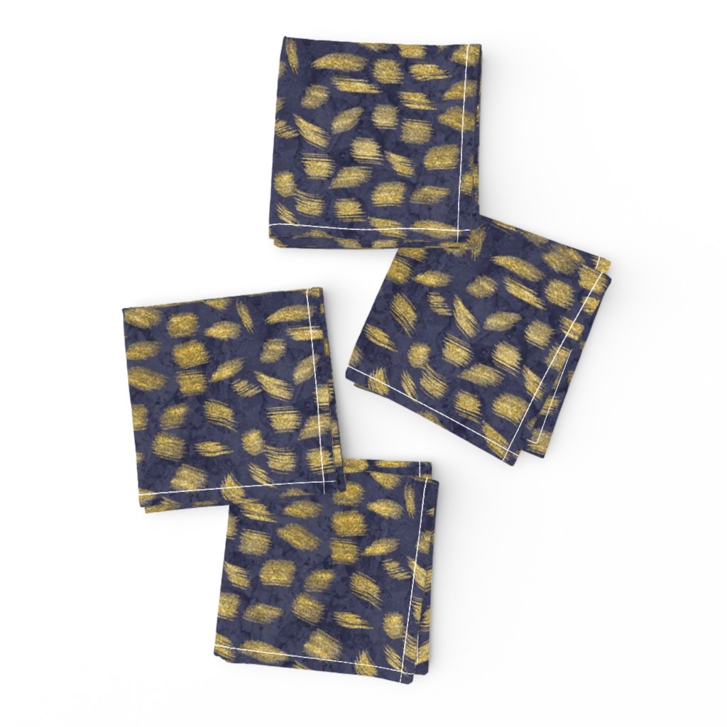 Gold Glitter Splotches + Navy Background