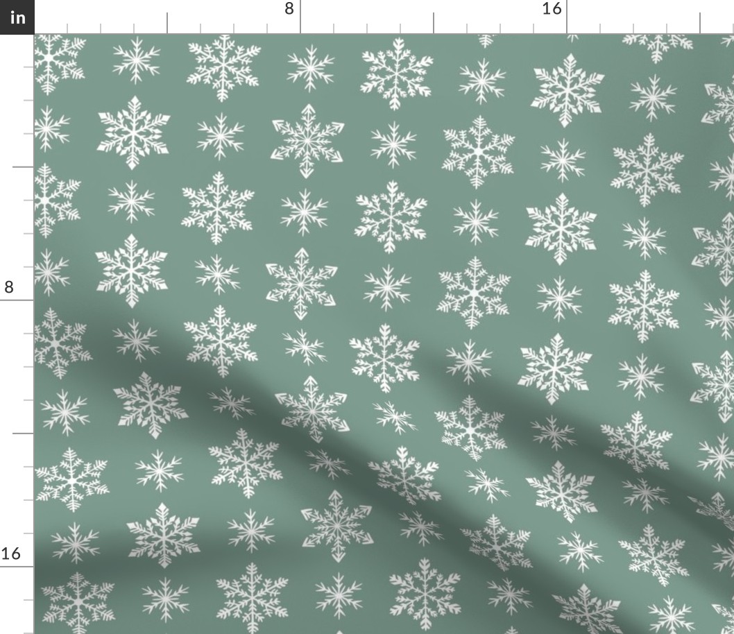 snowflakes - sage green