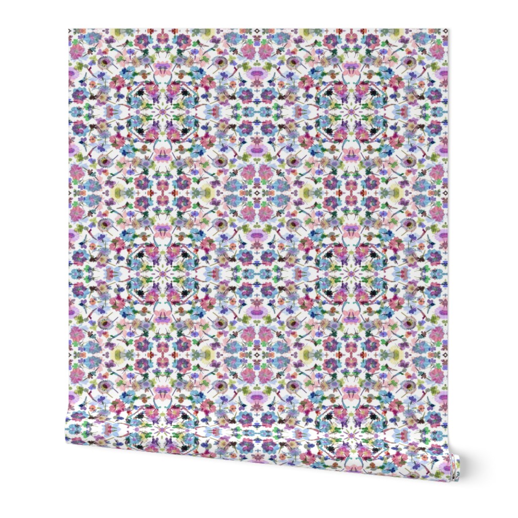 Kaleidoscope watercolor Garden white bkgd