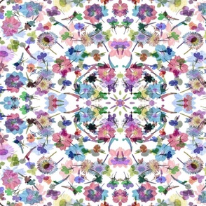 Kaleidoscope watercolor Garden white bkgd