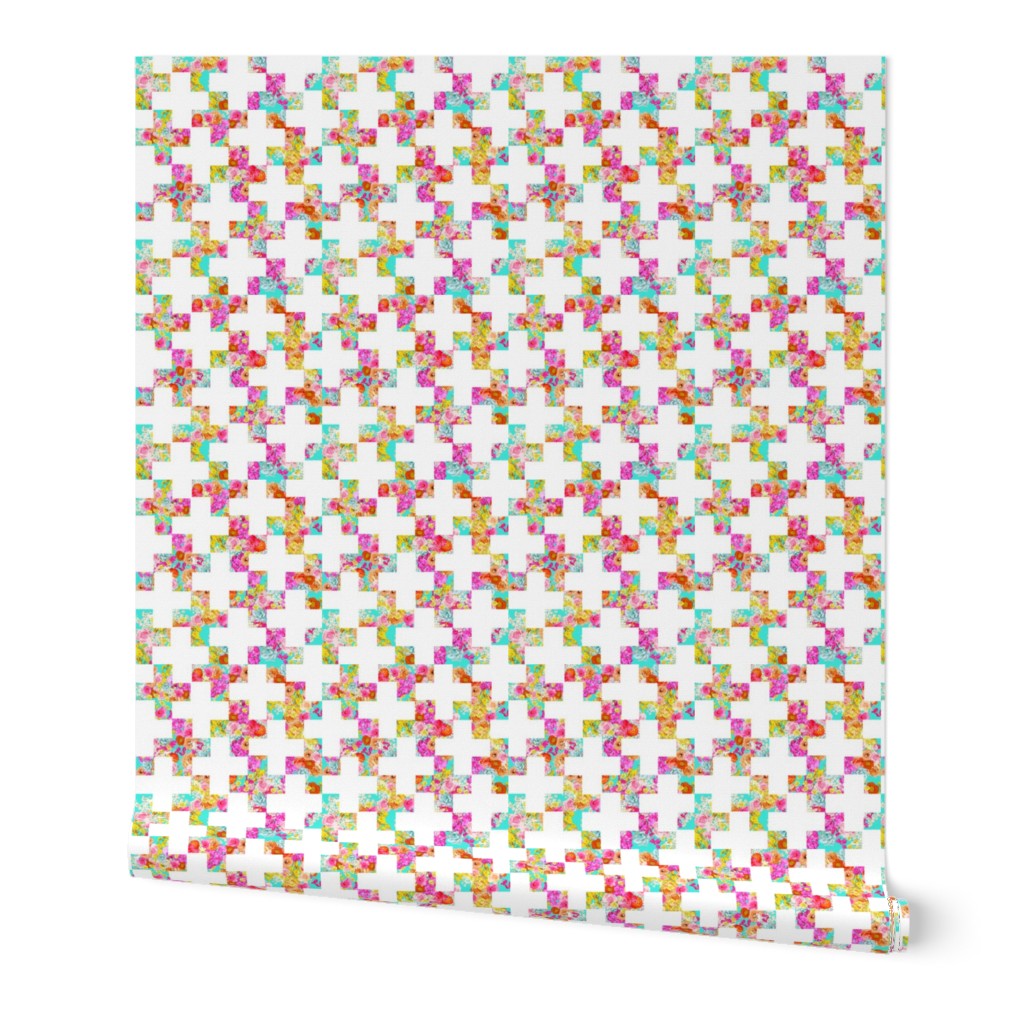 Summer Bright Floral Plus Sign Pattern