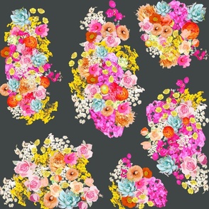 Summer Bright Floral Cluster // Charcoal