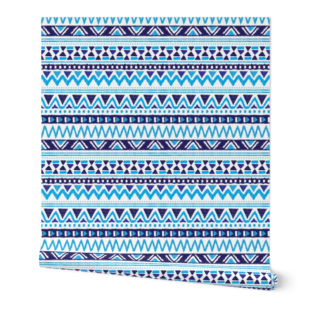 Aztec winter folkore geometric peru design blue