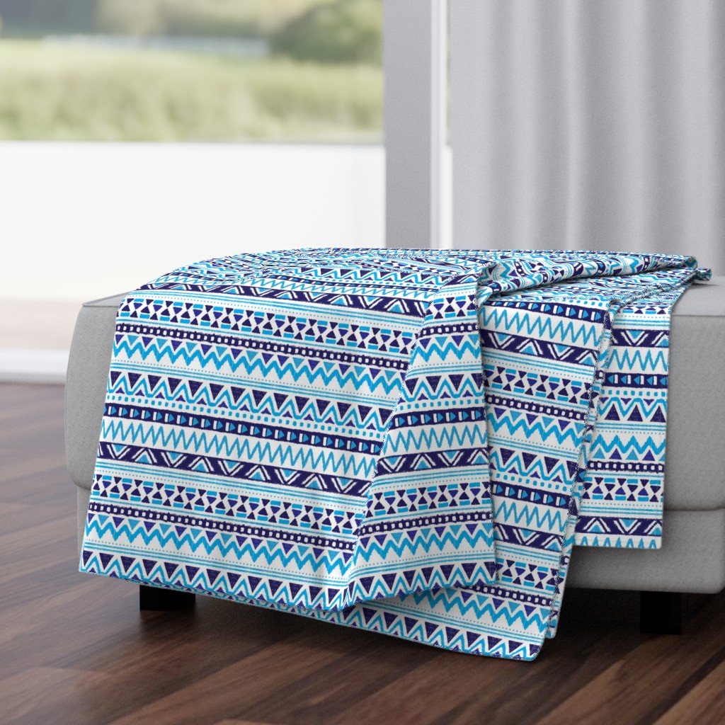 Aztec winter folkore geometric peru design blue