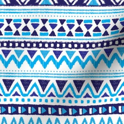 Aztec winter folkore geometric peru design blue