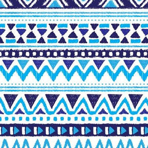 Aztec winter folkore geometric peru design blue