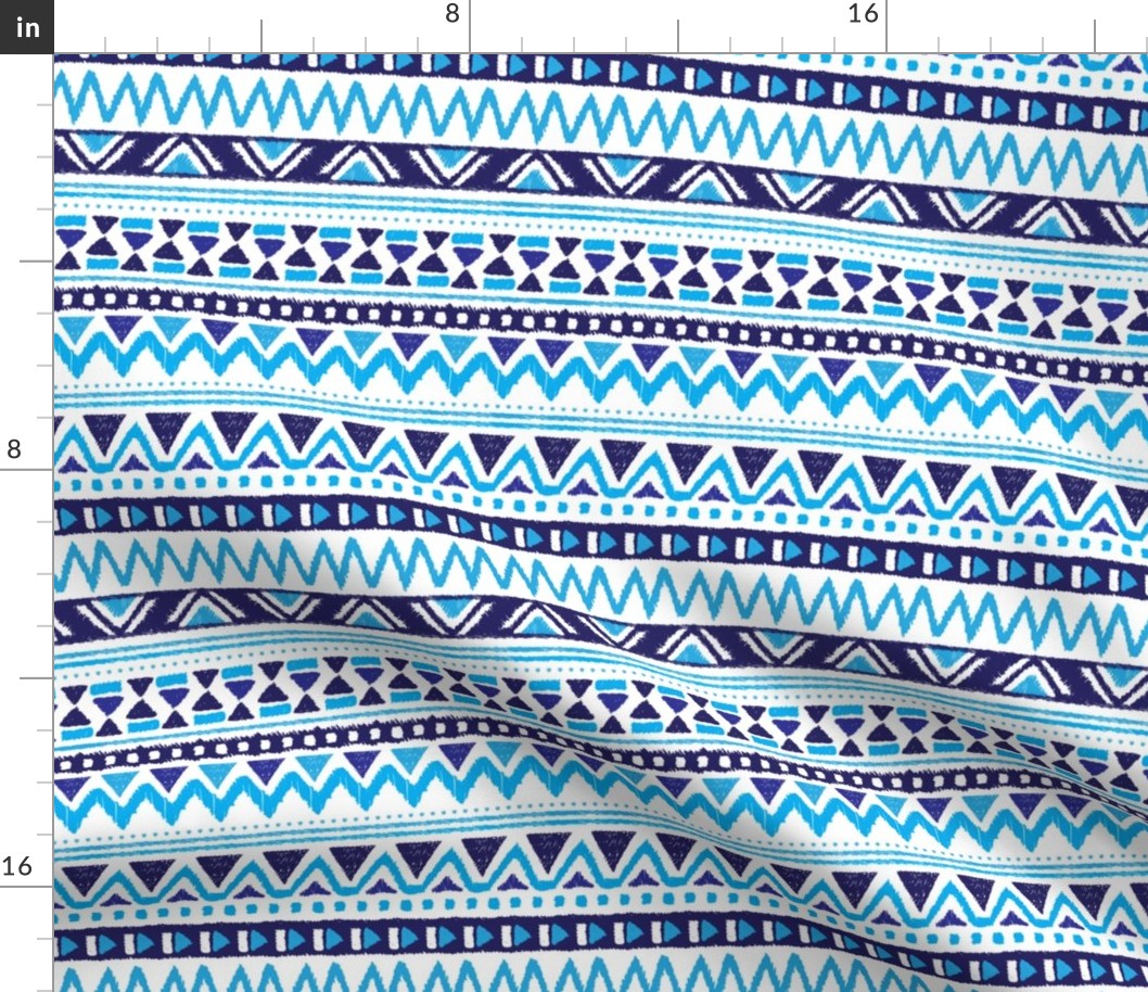 Aztec winter folkore geometric peru design blue