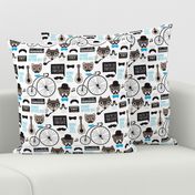 Hipster mustache bicycle friends cool animals kids design