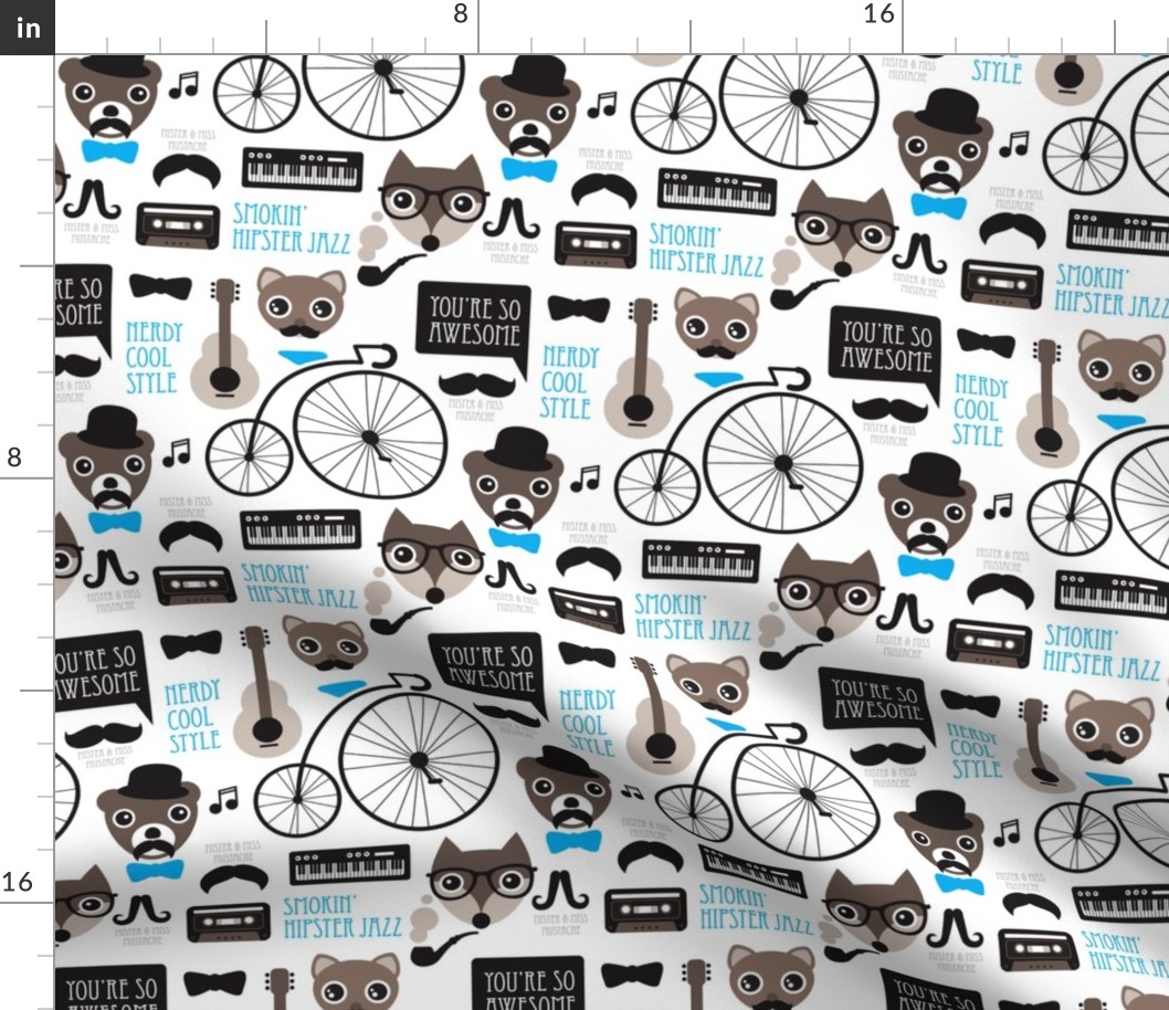 Hipster mustache bicycle friends cool animals kids design