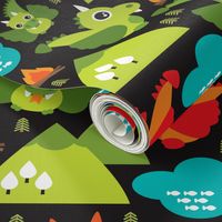 Cute baby dragon fantasy woodland for boys illustration print