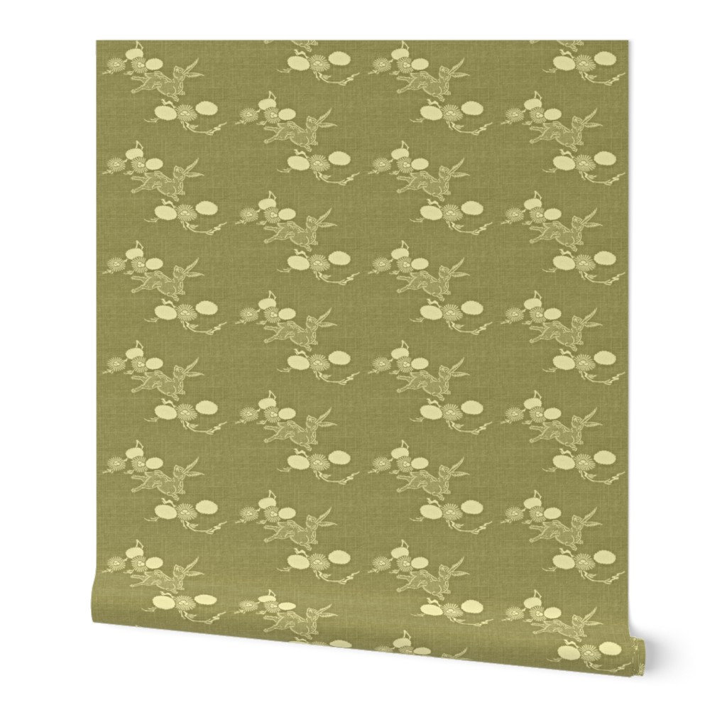 Woodland Hare - sage grass green & cream