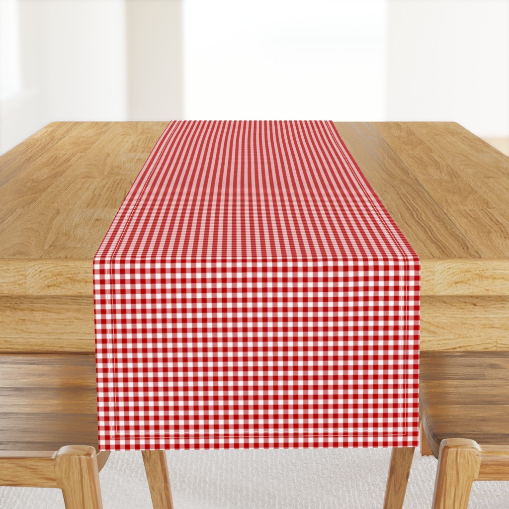 deep red and white gingham, 1/4" squares 