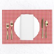 deep red and white gingham, 1/4" squares 