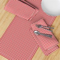 deep red and white gingham, 1/4" squares 