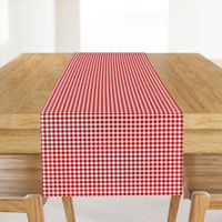 deep red and white gingham, 1/4" squares 