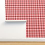 deep red and white gingham, 1/4" squares 