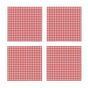 deep red and white gingham, 1/4" squares 