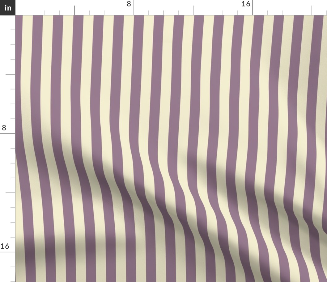 Elegant vertical stripes in plum and beige for a refined, classic charm.