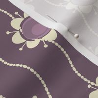 retro purple flowers and pearls