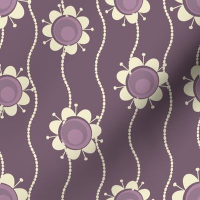 retro purple flowers and pearls