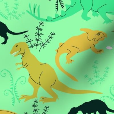 Dinosaurs 5 Green and Mustard