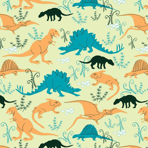 Dinosaurs 6 Blue and Orange