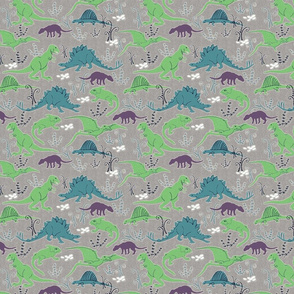 Dinosaurs 3 blue green gray-ed