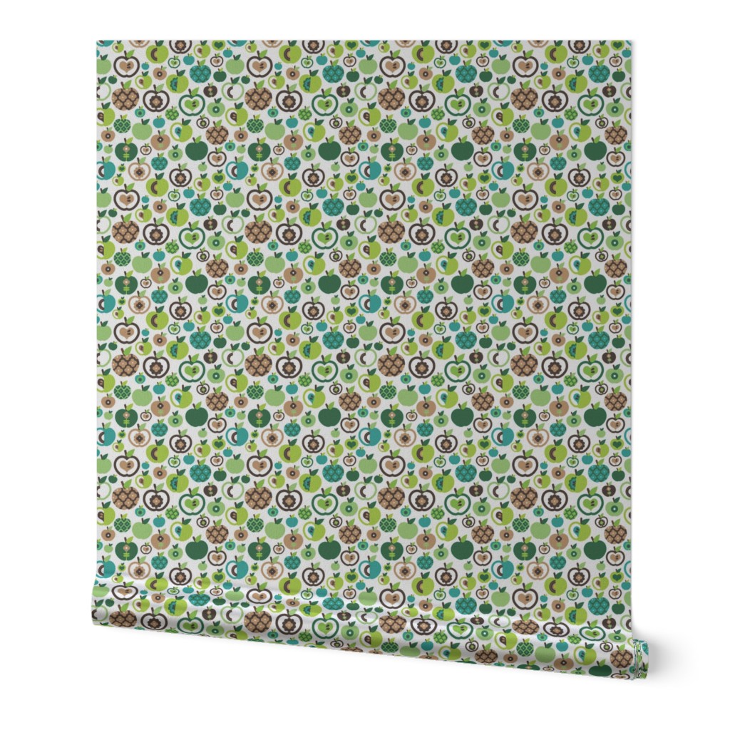 Retro apple kitchen print green fruit summer