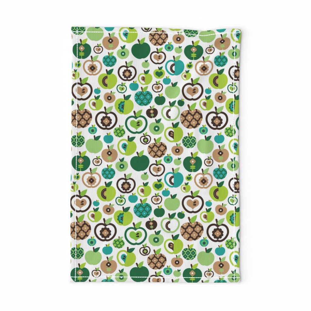 Retro apple kitchen print green fruit summer