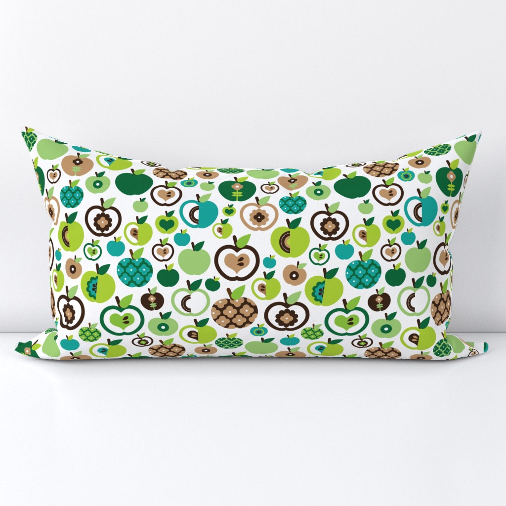 Retro apple kitchen print green fruit summer