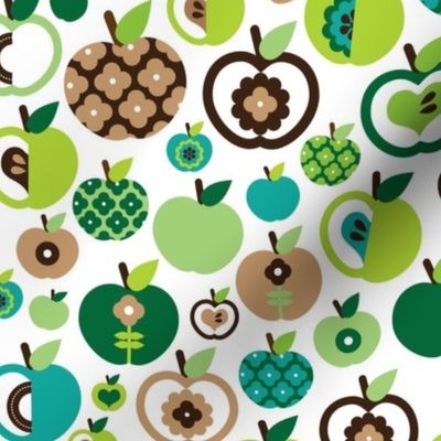 Retro apple kitchen print green fruit summer