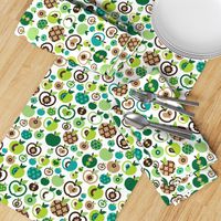 Retro apple kitchen print green fruit summer