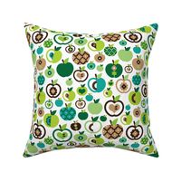 Retro apple kitchen print green fruit summer