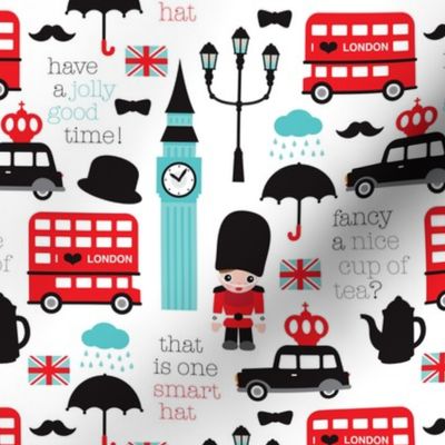 Crazy for London double decker tea big ben and travel icon design
