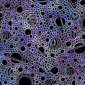 Space doodle black and purple