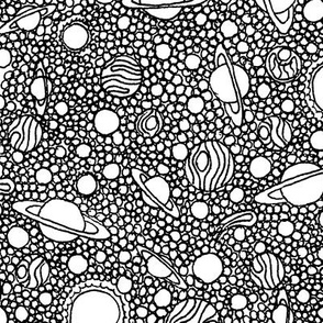 Planet doodle black and white