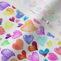 Colorful Watercolor Hearts // white