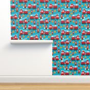 Fire to the rescue fire fighters fire truck and hero boys car fabric