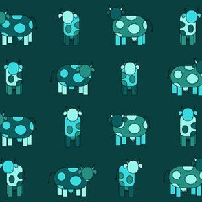 dark aqua cows