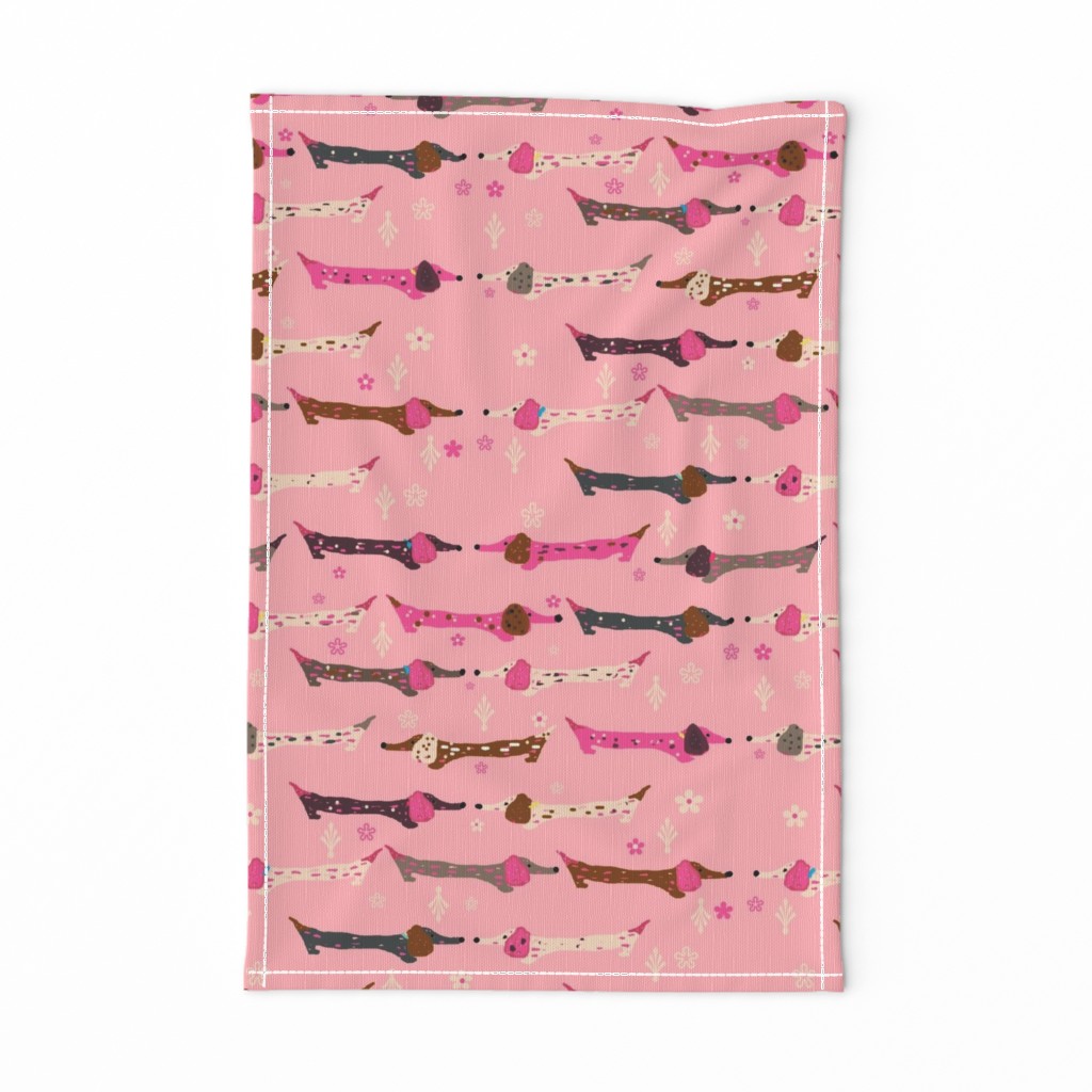 Dappled Dachshunds on Pink