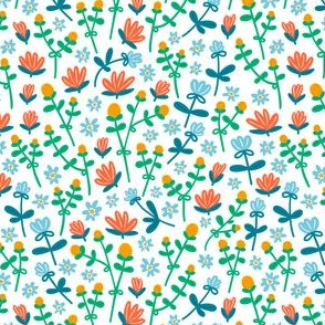 Field flowers abstract doodle pattern