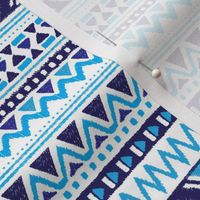 Winter aztec tribal geometric blue peru print XS