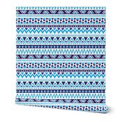 Winter aztec tribal geometric blue peru print XS