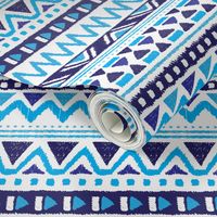 Winter aztec tribal geometric blue peru print XS