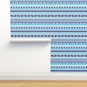 Winter aztec tribal geometric blue peru print XS