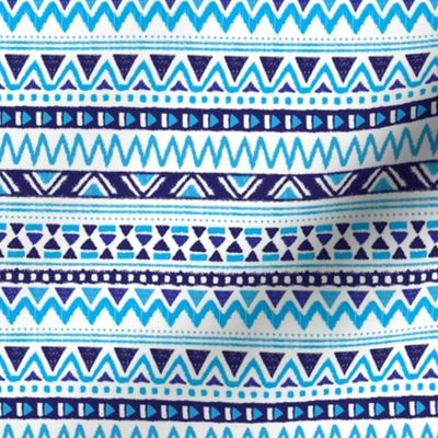 Winter aztec tribal geometric blue peru print XS