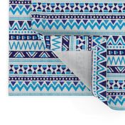 Winter aztec tribal geometric blue peru print XS