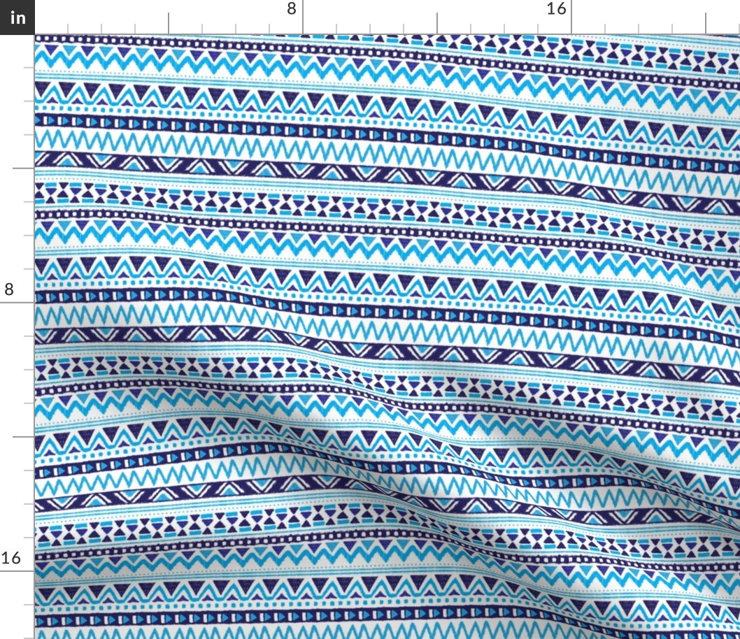 Winter aztec tribal geometric blue peru print XS