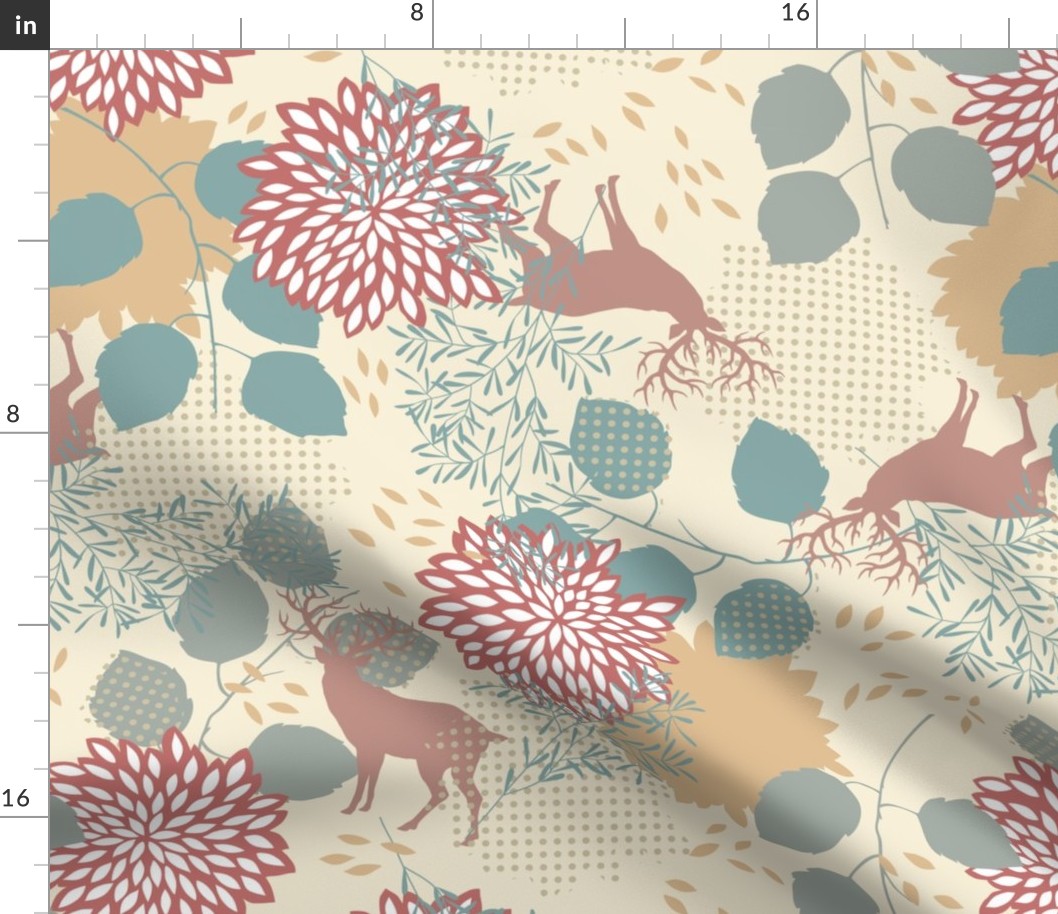 Pattern with Deers and Leaves